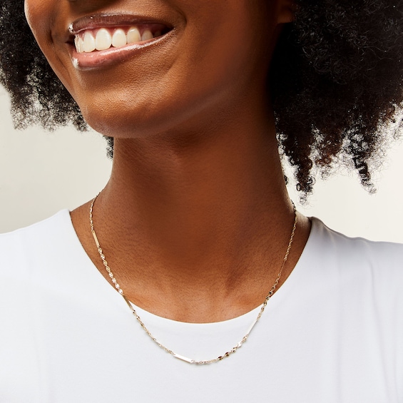 10K Solid Gold Singapore Bar Chain Made in Italy - 18"