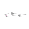 Thumbnail Image 1 of 14K Solid White Gold CZ Three Piece Nose Stud Set - 24G 1/4"