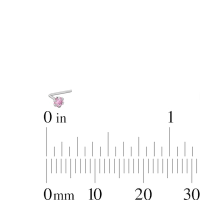 14K Solid White Gold CZ Three Piece Nose Stud Set - 24G 1/4"