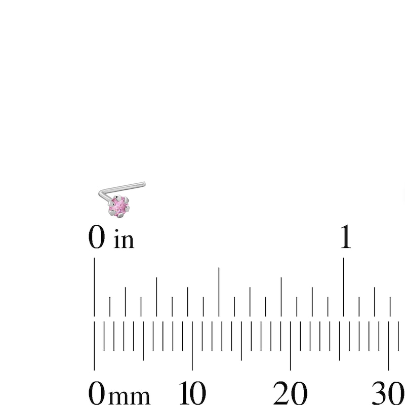 Main Image 2 of 14K Solid White Gold CZ Three Piece Nose Stud Set - 24G 1/4"