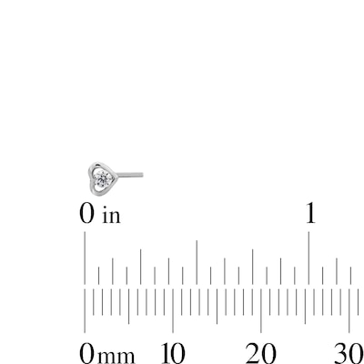 14K Solid White Gold CZ Three Piece Nose Stud Set - 24G 1/4"