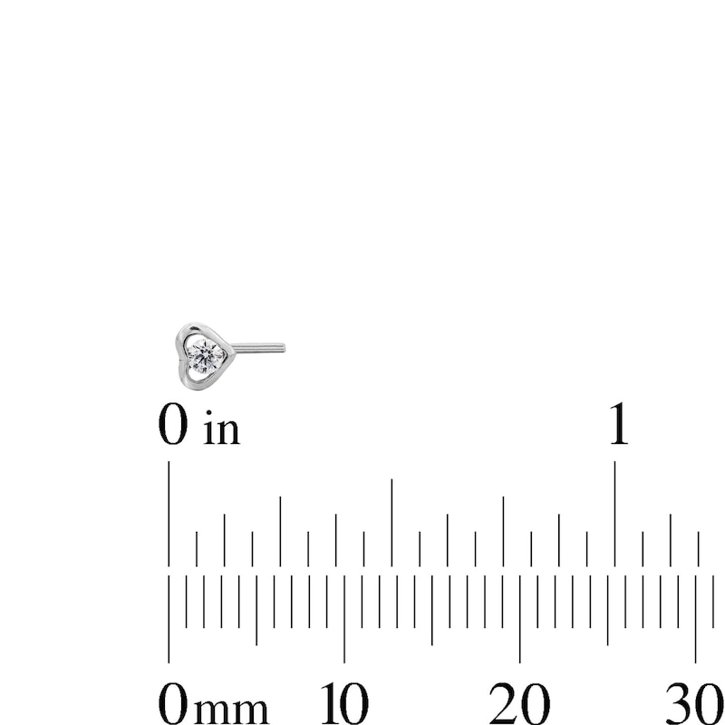 Main Image 3 of 14K Solid White Gold CZ Three Piece Nose Stud Set - 24G 1/4"