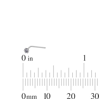 14K Solid White Gold CZ Three Piece Nose Stud Set - 24G 1/4"