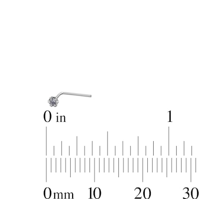 14K Solid White Gold CZ Three Piece Nose Stud Set - 24G 1/4"