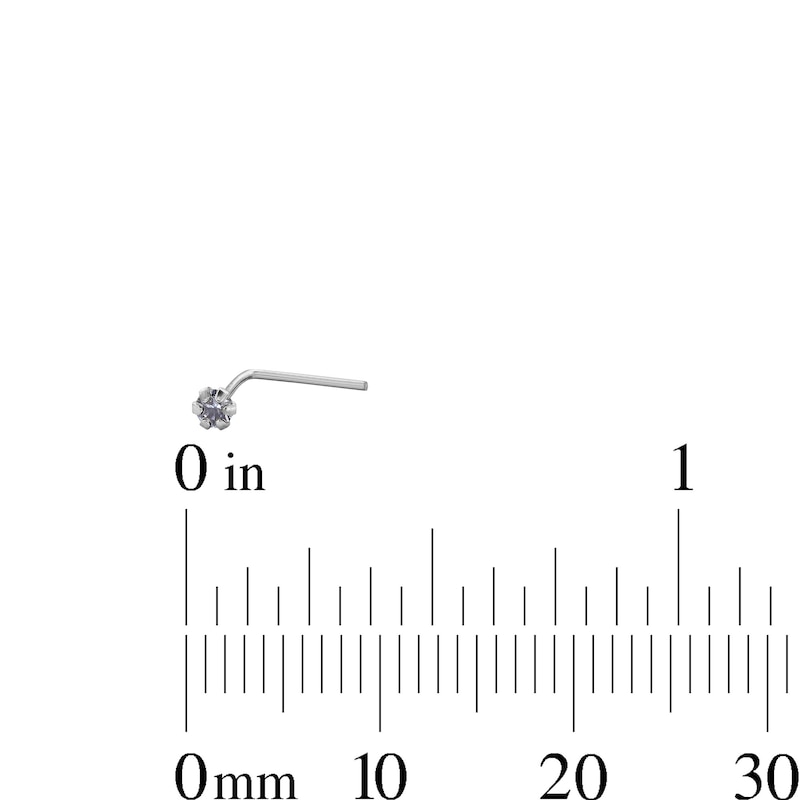 Main Image 4 of 14K Solid White Gold CZ Three Piece Nose Stud Set - 24G 1/4"