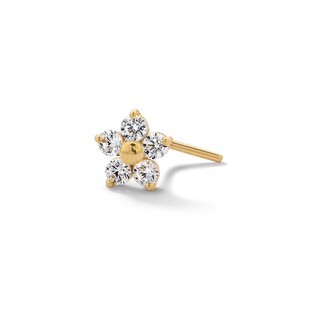 14K Solid Gold CZ Flower L-Shape Nose Stud