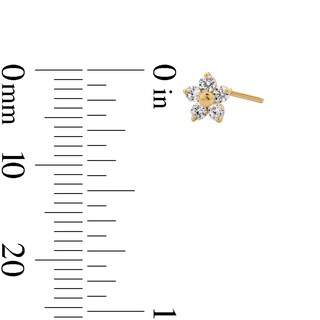 14K Solid Gold CZ Flower L-Shape Nose Stud