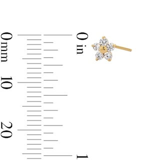 14K Solid Gold CZ Flower L-Shape Nose Stud - 20G 1/4"