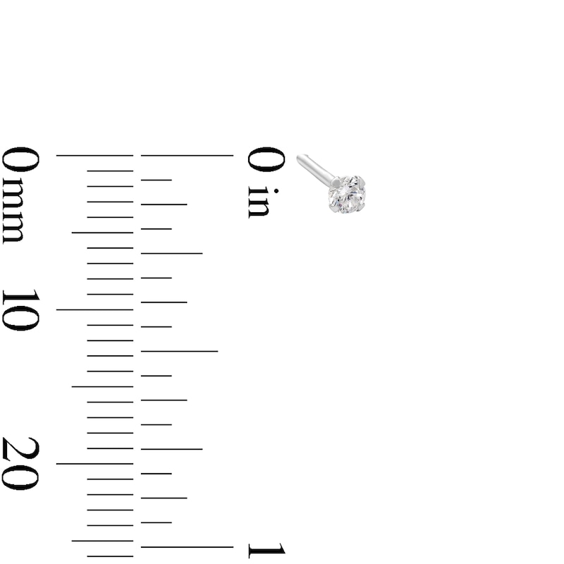 Main Image 2 of Semi-Solid Sterling Silver CZ Nose Stud Set - 20G