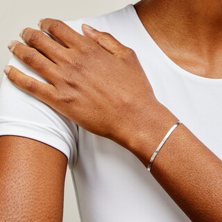 Sterling Silver Herringbone Chain Bracelet Made in Italy - 7.5"