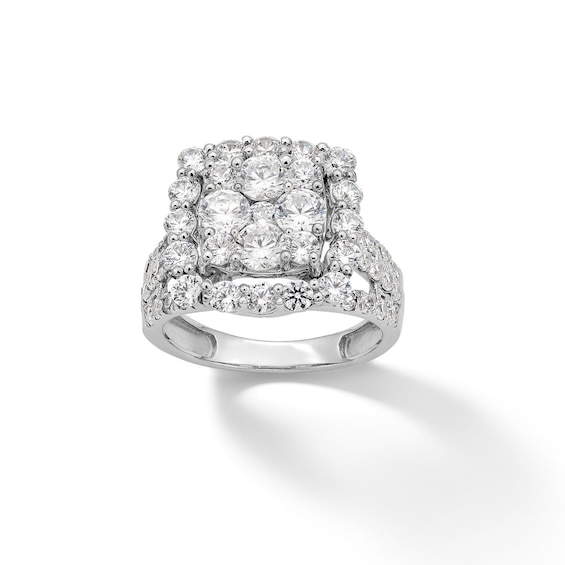 Sterling Silver CZ Round Composite Ring- Size 8