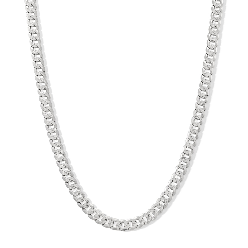 Main Image 1 of Sterling Silver Diamond-Cut Curb Chain Made in Italy - 20"