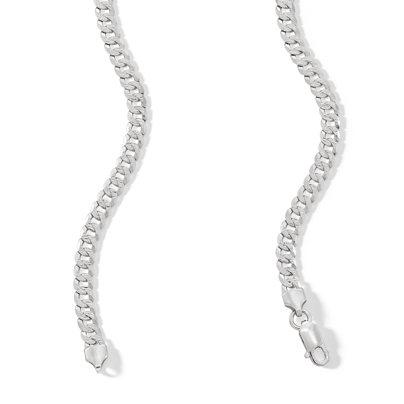 Main Image 3 of Sterling Silver Diamond-Cut Curb Chain Made in Italy - 20"
