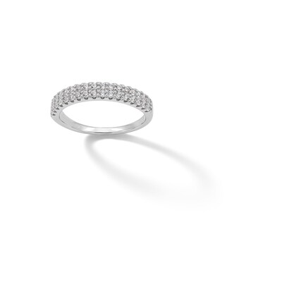 ​​​​​​​Sterling Silver CZ Double Row Band Ring - Size 7