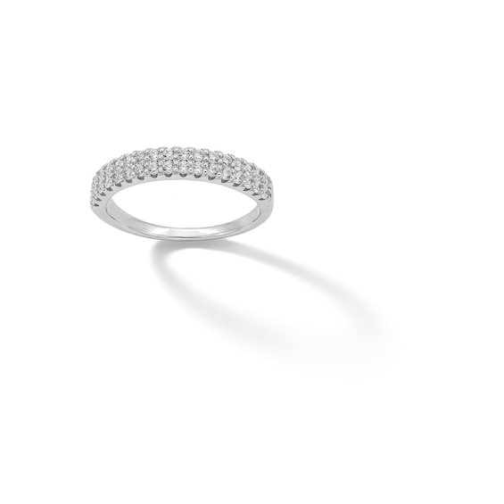 Sterling Silver CZ Double Row Band Ring - Size 7