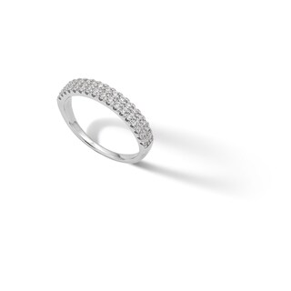 ​​​​​​​Sterling Silver CZ Double Row Band Ring - Size 7