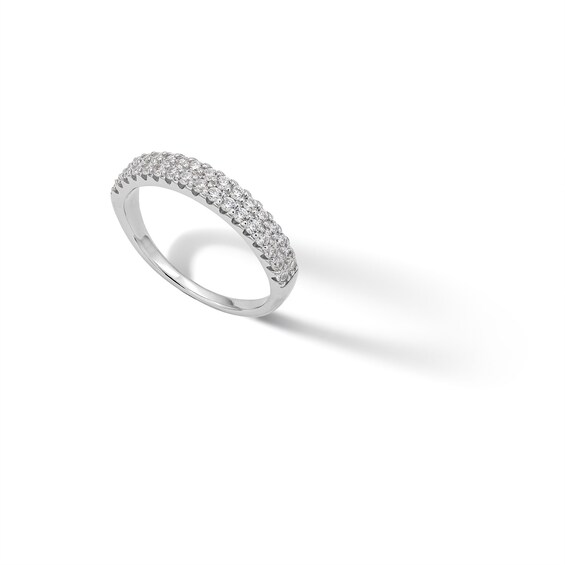 ​​​​​​​Sterling Silver CZ Double Row Band Ring - Size 7