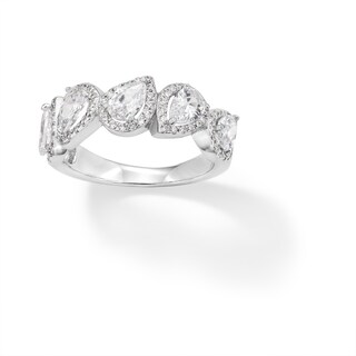 Sterling Silver CZ Pear with Halo Multi-Stone Ring - Size 8