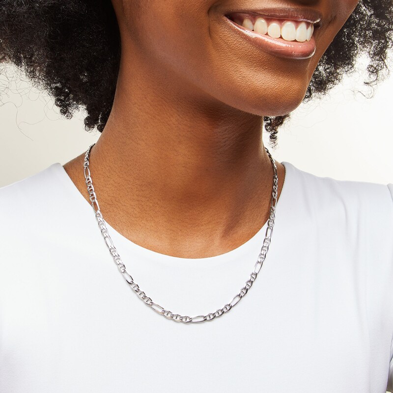 Main Image 2 of Sterling Silver Diamond-Cut Figarucci Chain Made in Italy - 20"