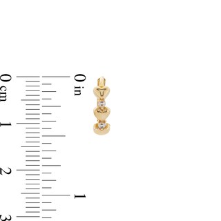 10K Solid Gold CZ Puff Heart Huggie Hoops