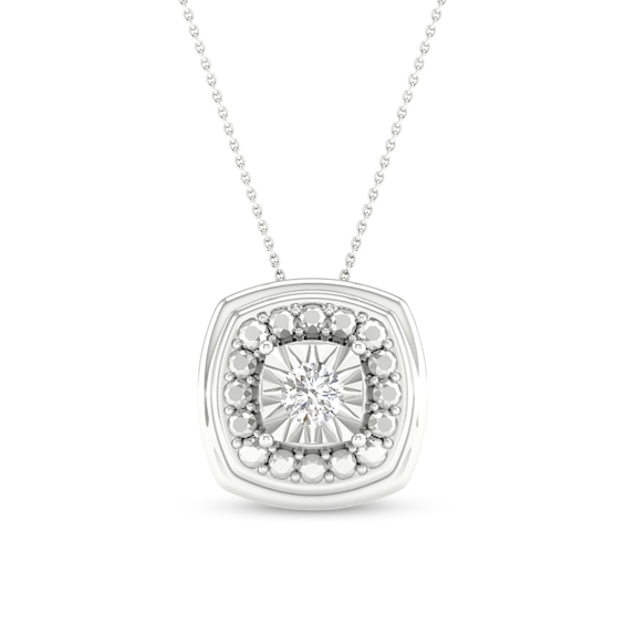 Sterling Silver Diamond Accent Square Framed Pendant Necklace - 18"