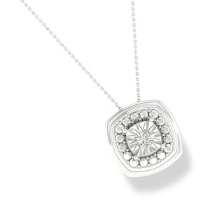 Sterling Silver Diamond Accent Square Framed Pendant Necklace - 18"