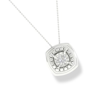 Sterling Silver Diamond Accent Square Framed Pendant Necklace - 18"