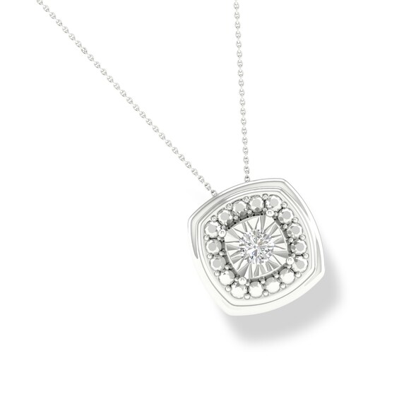 Sterling Silver Diamond Accent Square Framed Pendant Necklace - 18"