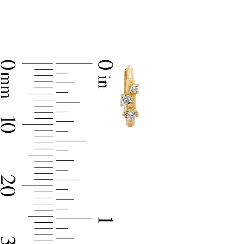 Main Image 5 of 10K Solid Gold CZ Tri-Stone Huggie Hoops