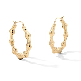 10K Hollow Gold Bamboo Hoops