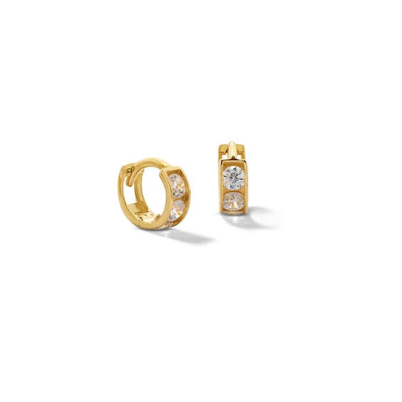 10K Solid Gold CZ Huggie Hoops