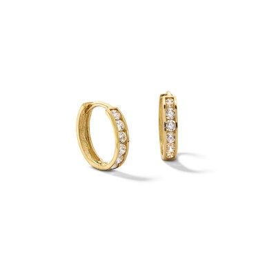 10K Solid Gold CZ Huggie Hoops