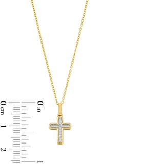 14K Gold Plated 1/10 CT. T.W. Diamond Cross Pendant Necklace