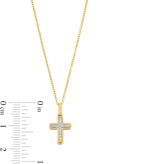 14K Gold Plated 1/10 CT. T.W. Diamond Cross Pendant Necklace