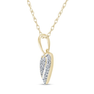 10K Solid Gold 1/10 CT. T.W. Diamond Heart Pendant Necklace - 18"