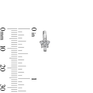 10K Solid White Gold CZ Star Huggie Hoops