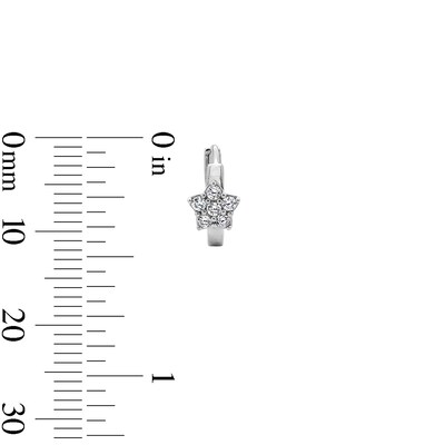 10K Solid White Gold CZ Star Huggie Hoops