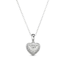 Sterling Silver Diamond Accent Small Heart Pendant Necklace - 18&quot;