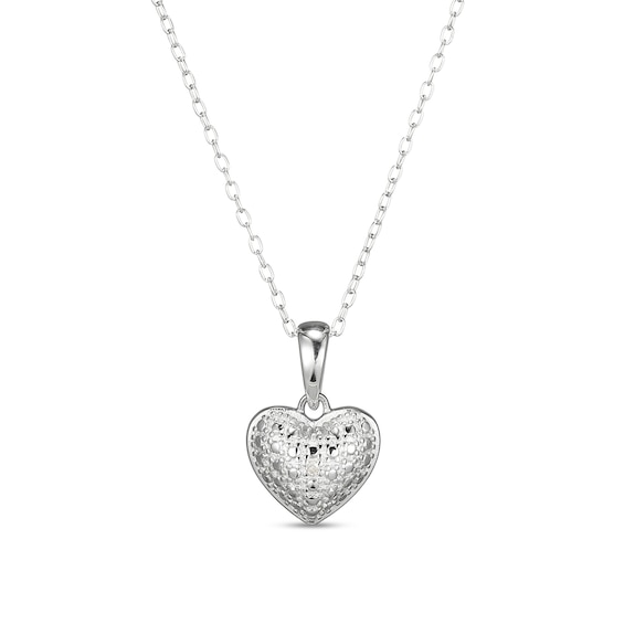 Sterling Silver Diamond Accent Small Heart Pendant Necklace - 18"