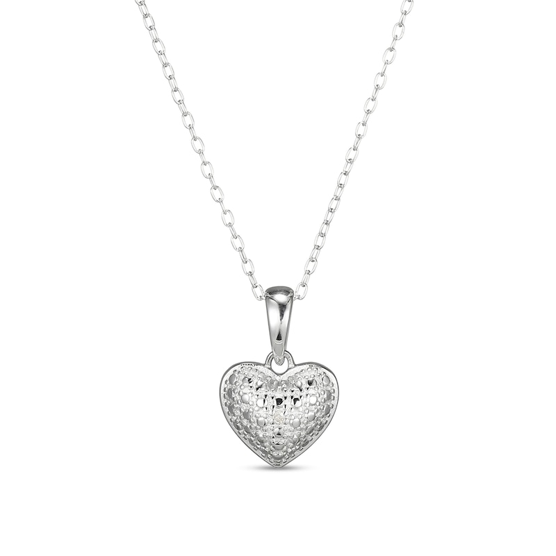 Sterling Silver Diamond Accent Small Heart Pendant Necklace - 18"