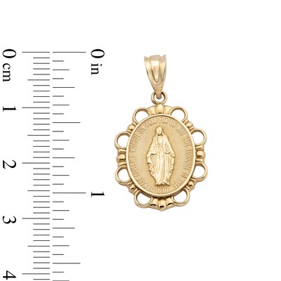 14K Solid Gold Virgin Mary Medallion Necklace Charm