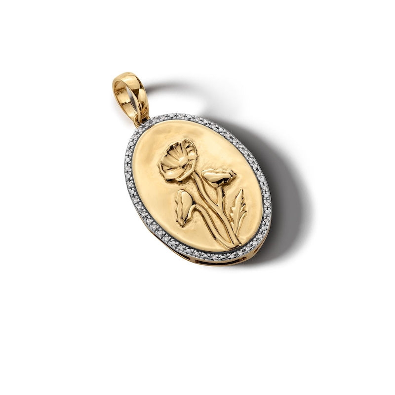 Main Image 3 of 14K Gold Plated 1/20 CT. T.W. Diamond Poppy Necklace Charm