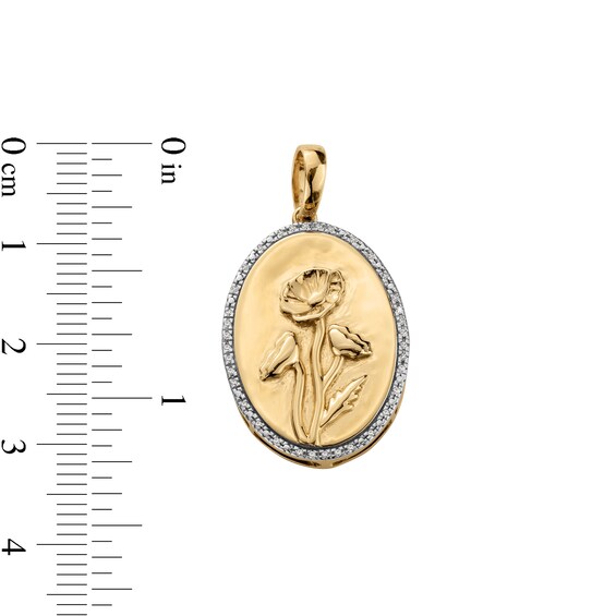 14K Gold Plated 1/20 CT. T.W. Diamond Poppy Necklace Charm