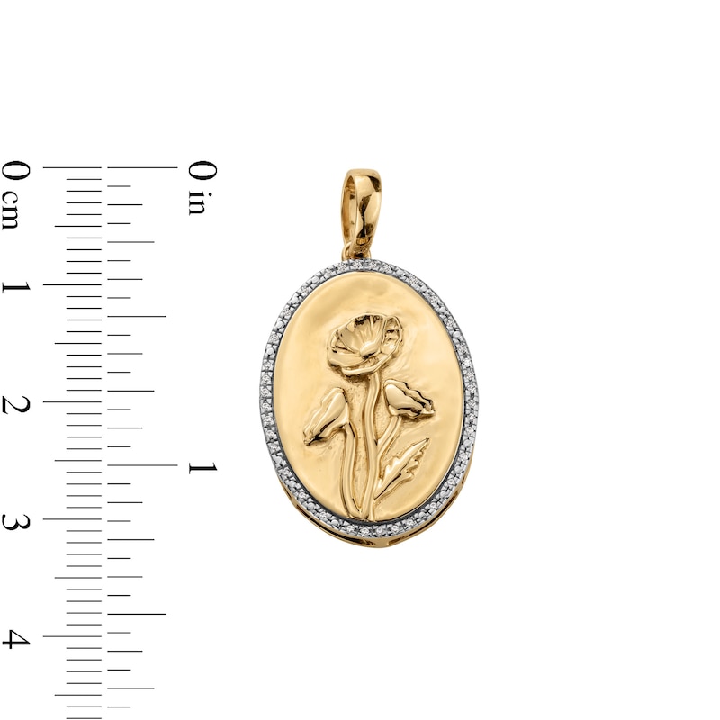 Main Image 4 of 14K Gold Plated 1/20 CT. T.W. Diamond Poppy Necklace Charm