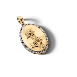 14K Gold Plated 1/20 CT. T.W. Diamond Rose Necklace Charm