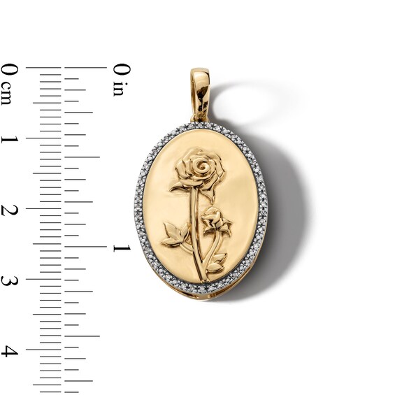 14K Gold Plated 1/20 CT. T.W. Diamond Rose Necklace Charm