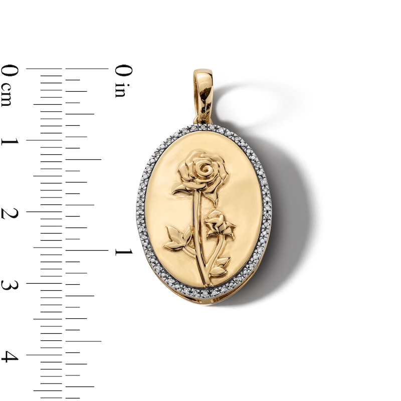 Main Image 4 of 14K Gold Plated 1/20 CT. T.W. Diamond Rose Necklace Charm