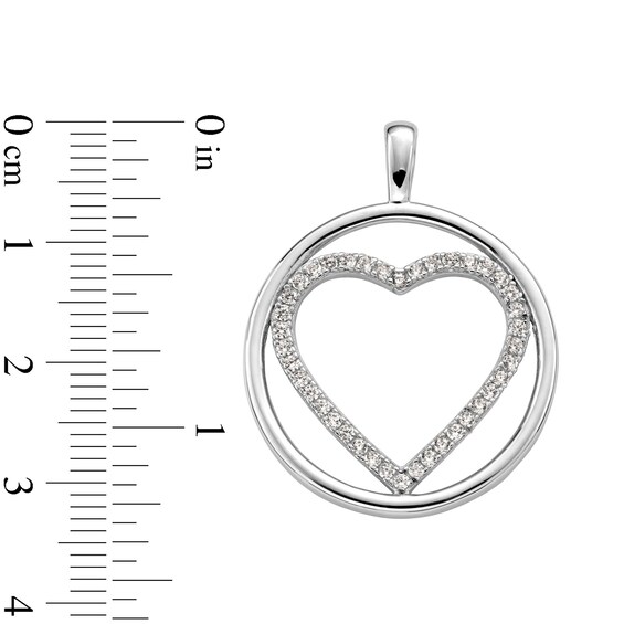 Sterling Silver CZ Heart Inside Circle Necklace Charm