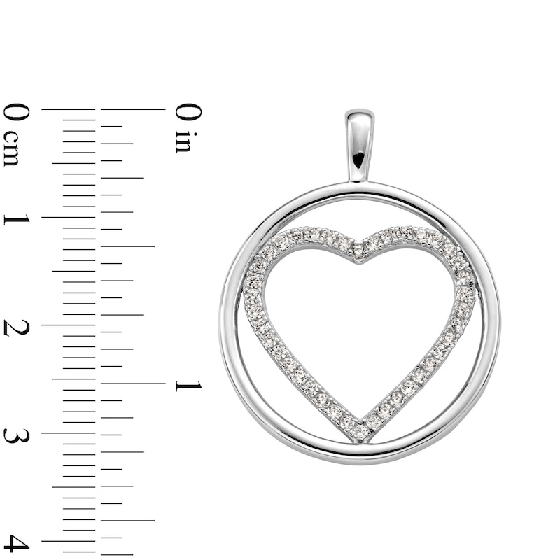Main Image 3 of Sterling Silver CZ Heart Inside Circle Necklace Charm