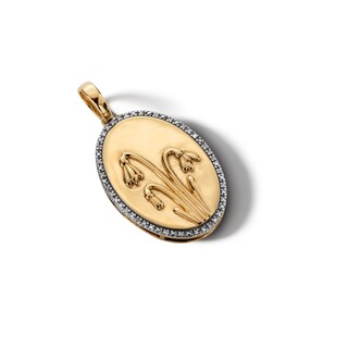 14K Gold Plated 1/20 CT. T.W. Diamond Snowdrop Necklace Charm